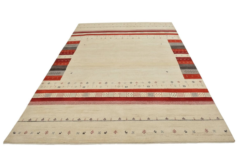 Indo Loribaft Teppich 198x297cm - Wollteppich - hellbeige