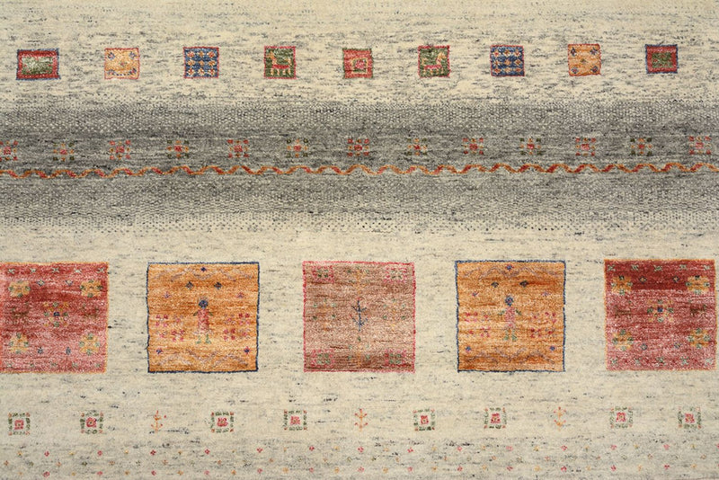 Gabbeh Teppich - Loribaft Indus quadratisch  - 204 x 206 cm - dunkelbeige