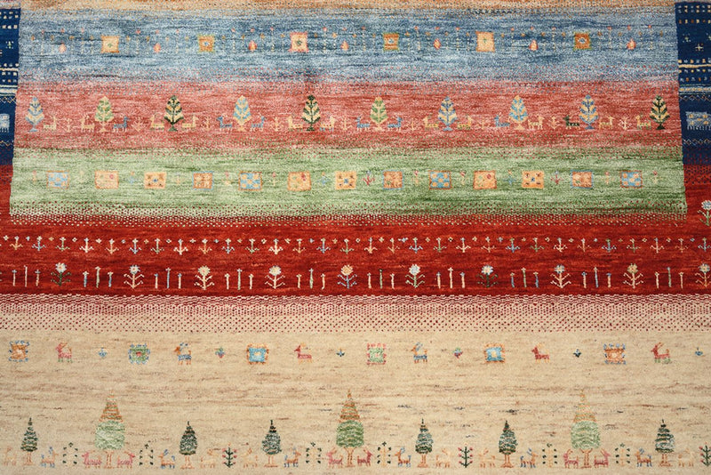 Indo Loribaft Teppich 203x203cm - Wollteppich - mehrfarbig