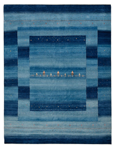 Indo Loribaft Teppich 253x329cm - Wollteppich - seeblau