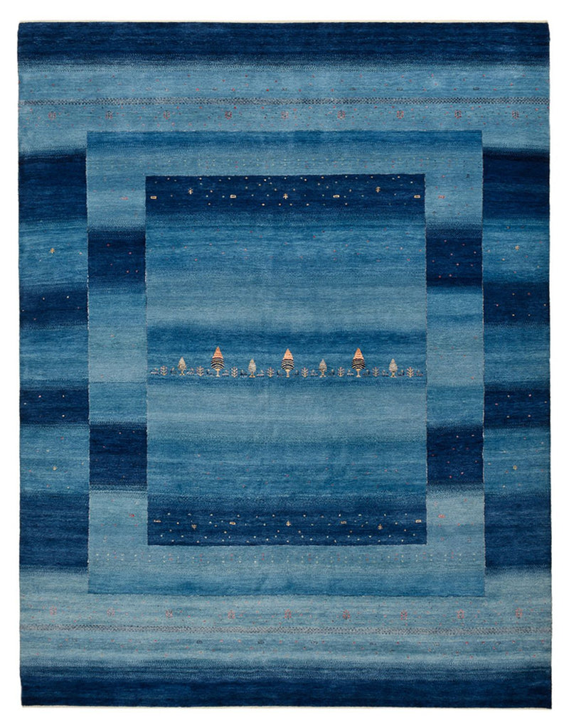 Indo Loribaft Teppich 253x329cm - Wollteppich - seeblau
