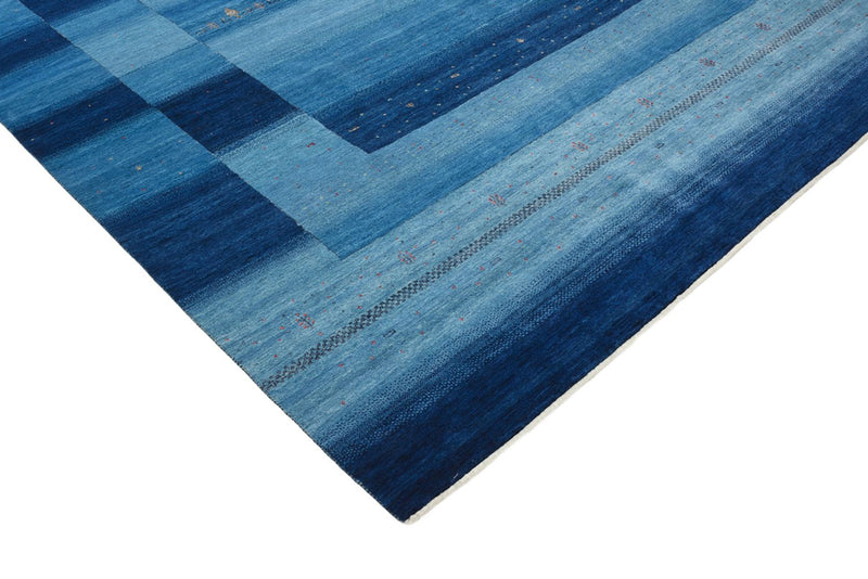 Indo Loribaft Teppich 253x329cm - Wollteppich - seeblau