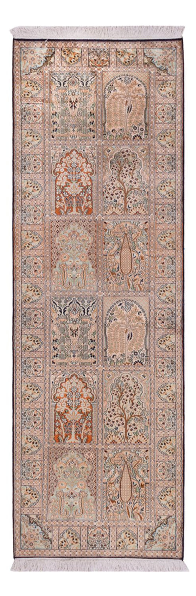 Kaschmir Seide Teppich 80x243cm - Orientteppich - beige