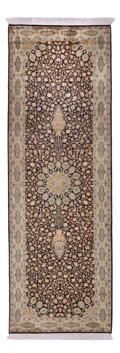Kaschmir Seide Teppich 81x255cm - Orientteppich - dunkelbeige