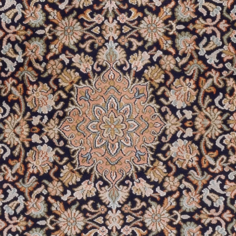 Kaschmir Seide Teppich 76x264cm - Orientteppich - dunkelblau