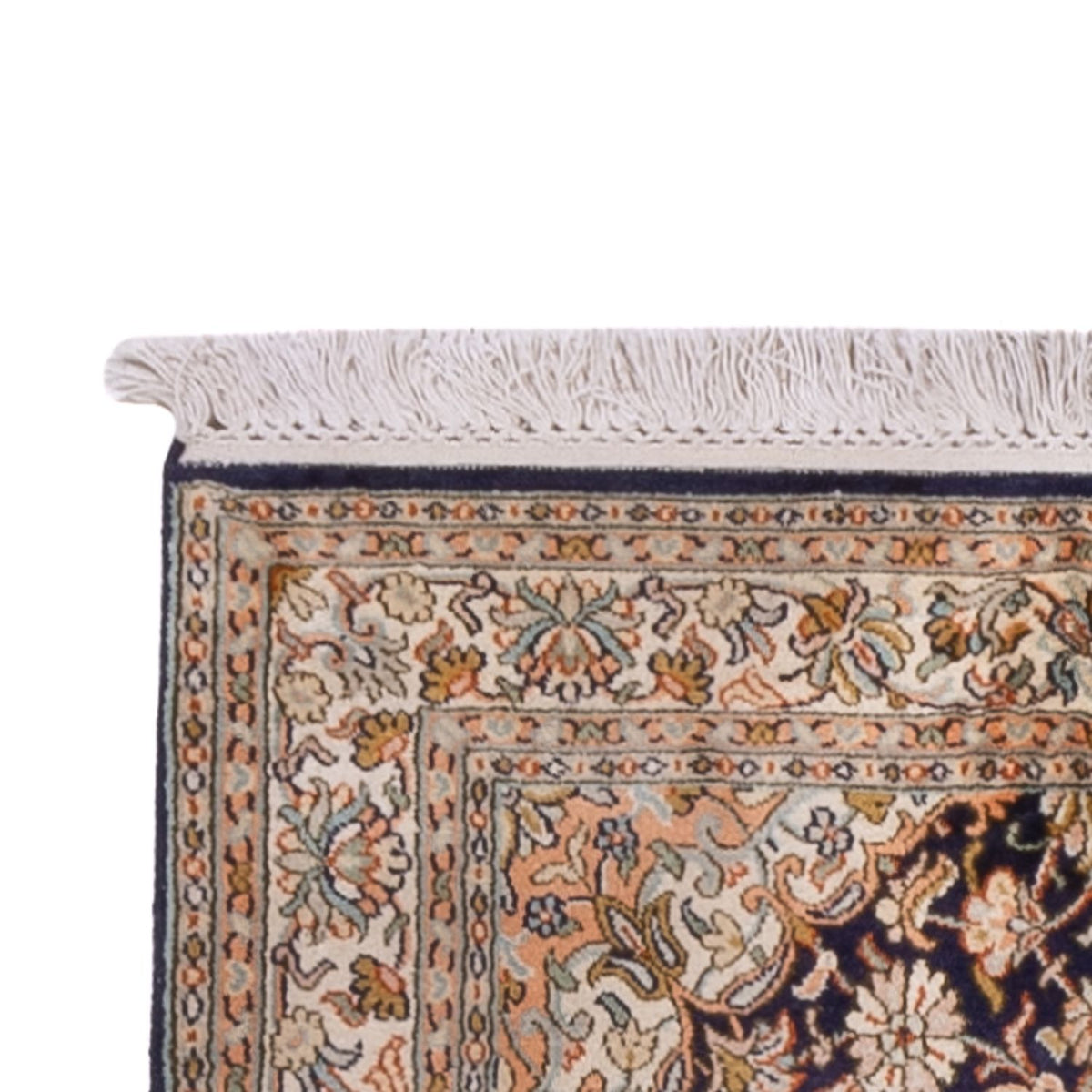 Kaschmir Seide Teppich 76x264cm - Orientteppich - dunkelblau