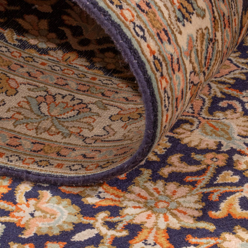 Kaschmir Seide Teppich 76x264cm - Orientteppich - dunkelblau