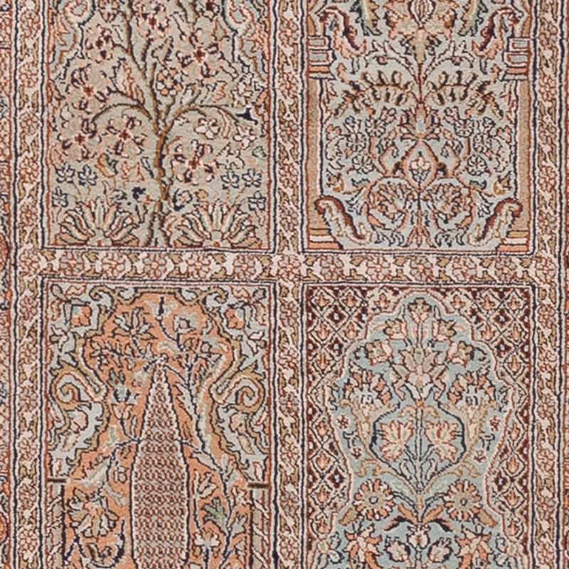 Kaschmir Seide Teppich 77x296cm - Orientteppich - dunkelbeige