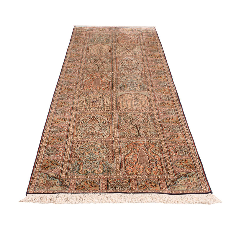 Kaschmir Seide Teppich 77x296cm - Orientteppich - dunkelbeige
