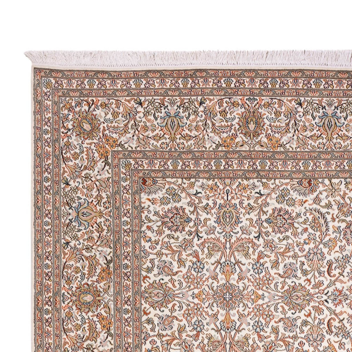 Kaschmir Seide Teppich 216x318cm - Orientteppich - dunkelbeige