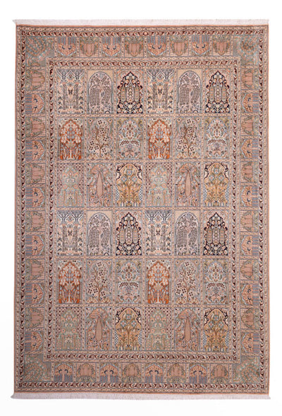 Kaschmir Seide Teppich 221x317cm - Orientteppich - dunkelbeige