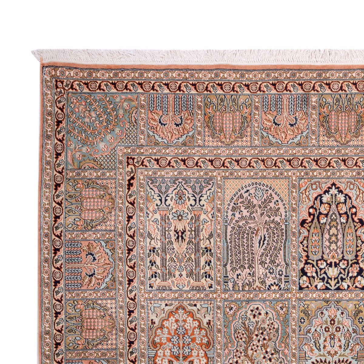 Kaschmir Seide Teppich 221x317cm - Orientteppich - dunkelbeige