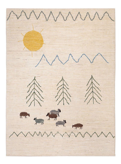 Berber Teppich 170x232cm - Wollteppich - creme