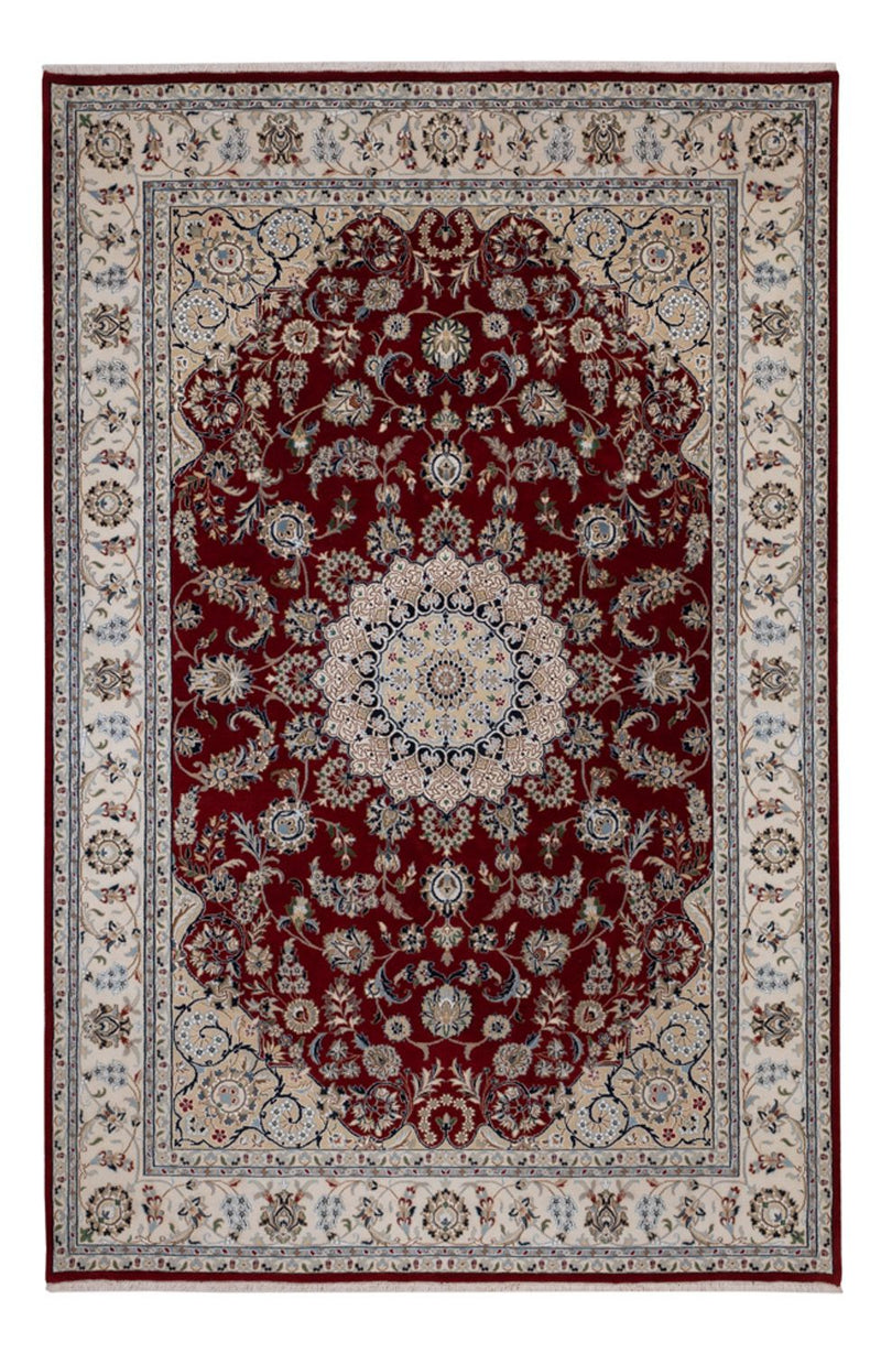 Indo Nain Teppich 200x303cm - Orientteppich - dunkelrot