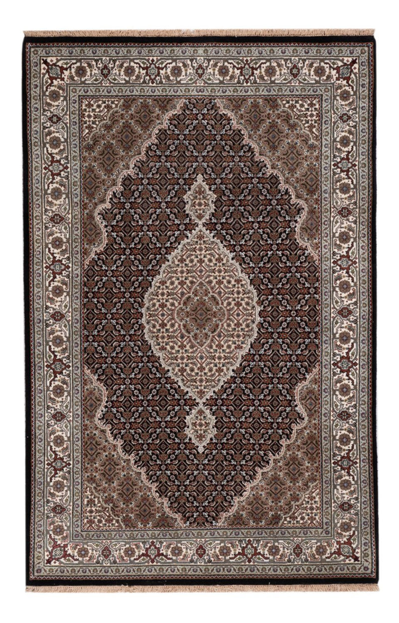 Indo Täbriz Teppich 123x188cm - Orientteppich - dunkelbeige