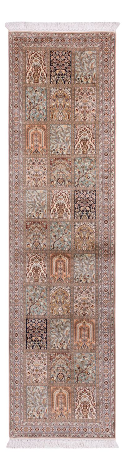 Kaschmir Seide Teppich 79x304cm - Orientteppich - dunkelbeige