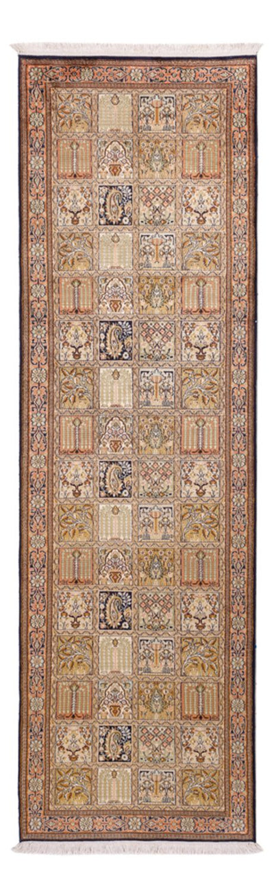 Kaschmir Seide Teppich 77x280cm - Orientteppich - dunkelbeige