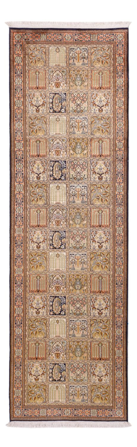 Kaschmir Seide Teppich 77x280cm - Orientteppich - dunkelbeige