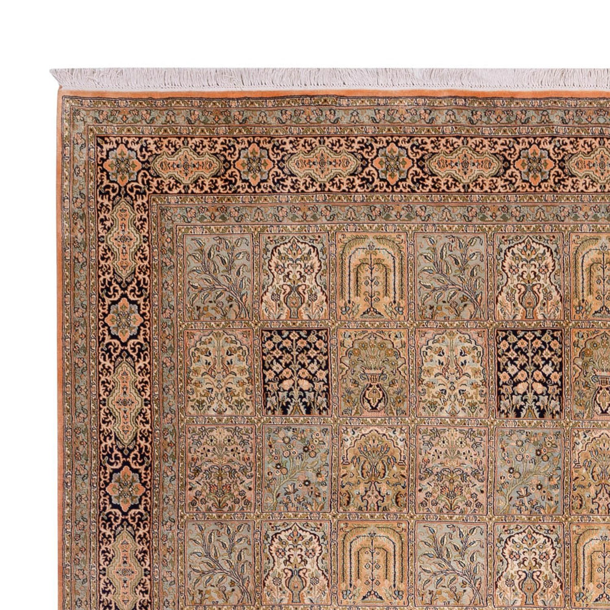 Kaschmir Seide Teppich 273x378cm - Orientteppich - dunkelbeige