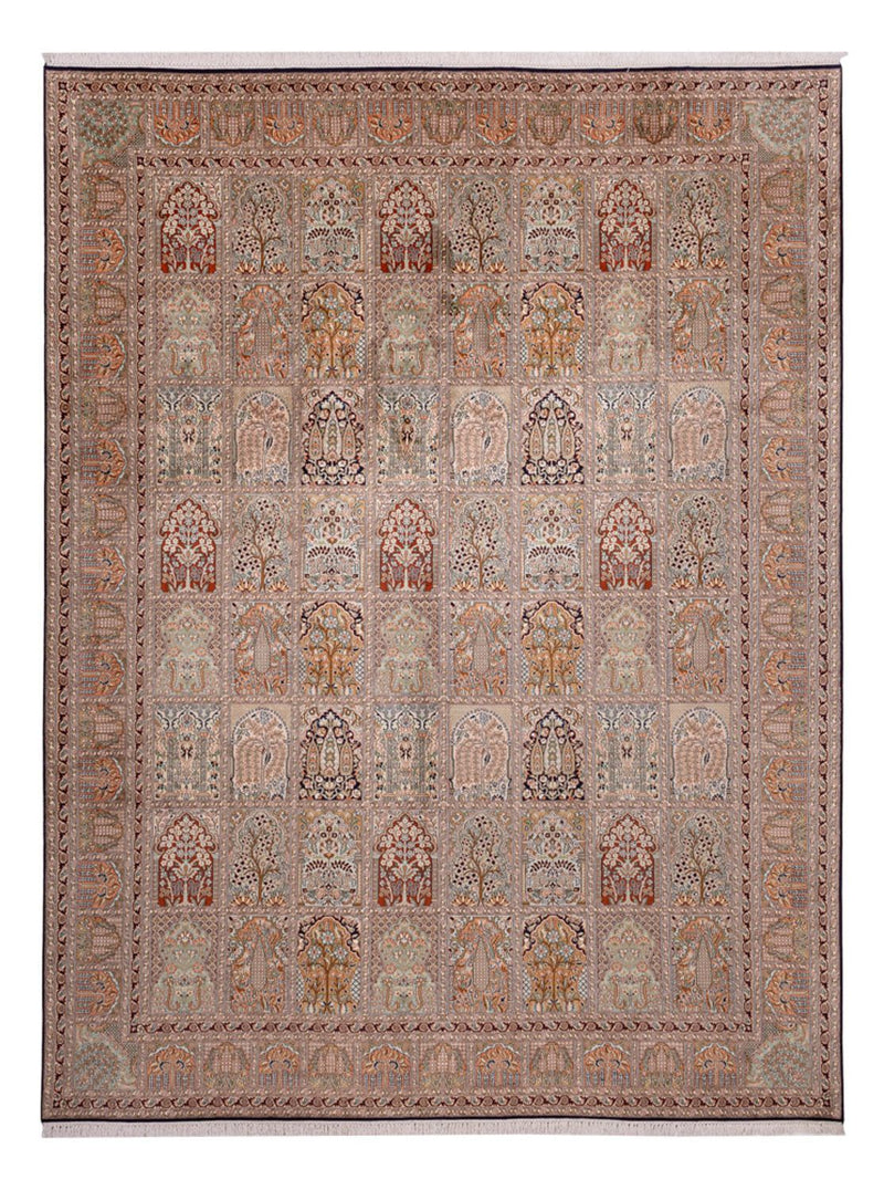 Kaschmir Seide Teppich 274x362cm - Orientteppich - dunkelbeige
