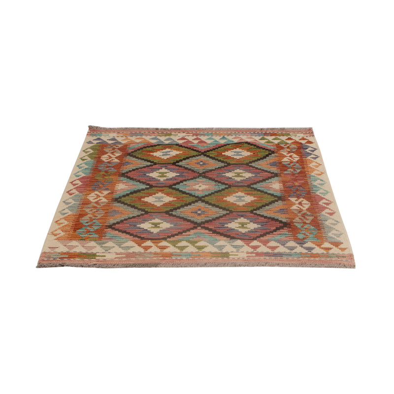 Kelim Teppich - Splash quadratisch  - 97 x 104 cm - mehrfarbig