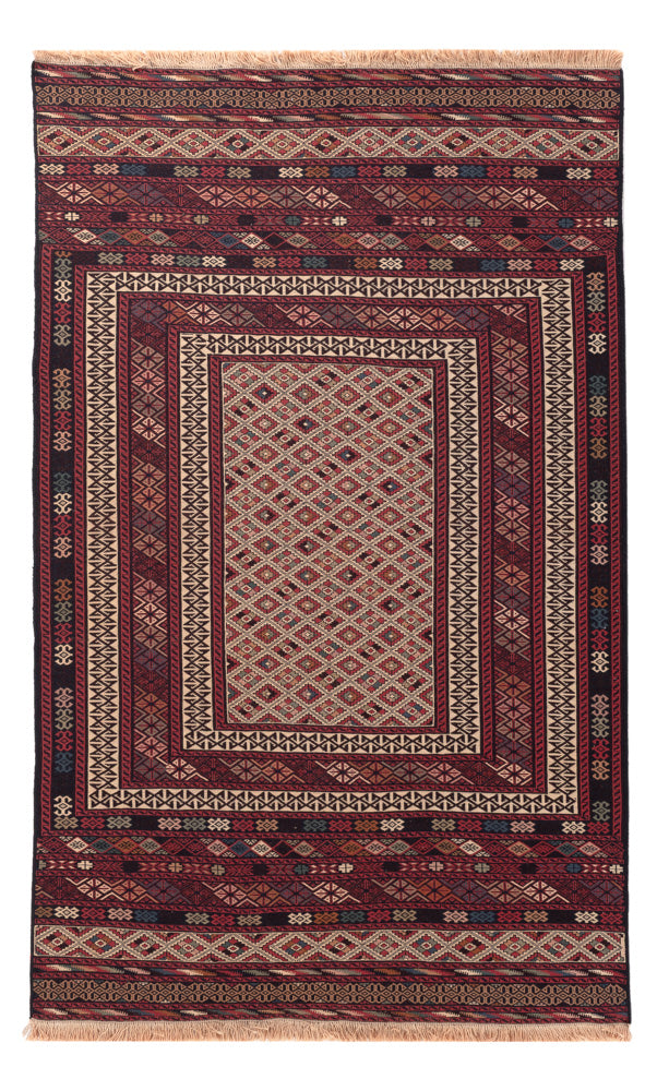 Kelim Afghan Teppich 130x204cm - mehrfarbig