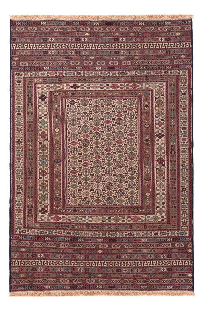 Kelim Afghan Teppich 135x200cm - mehrfarbig
