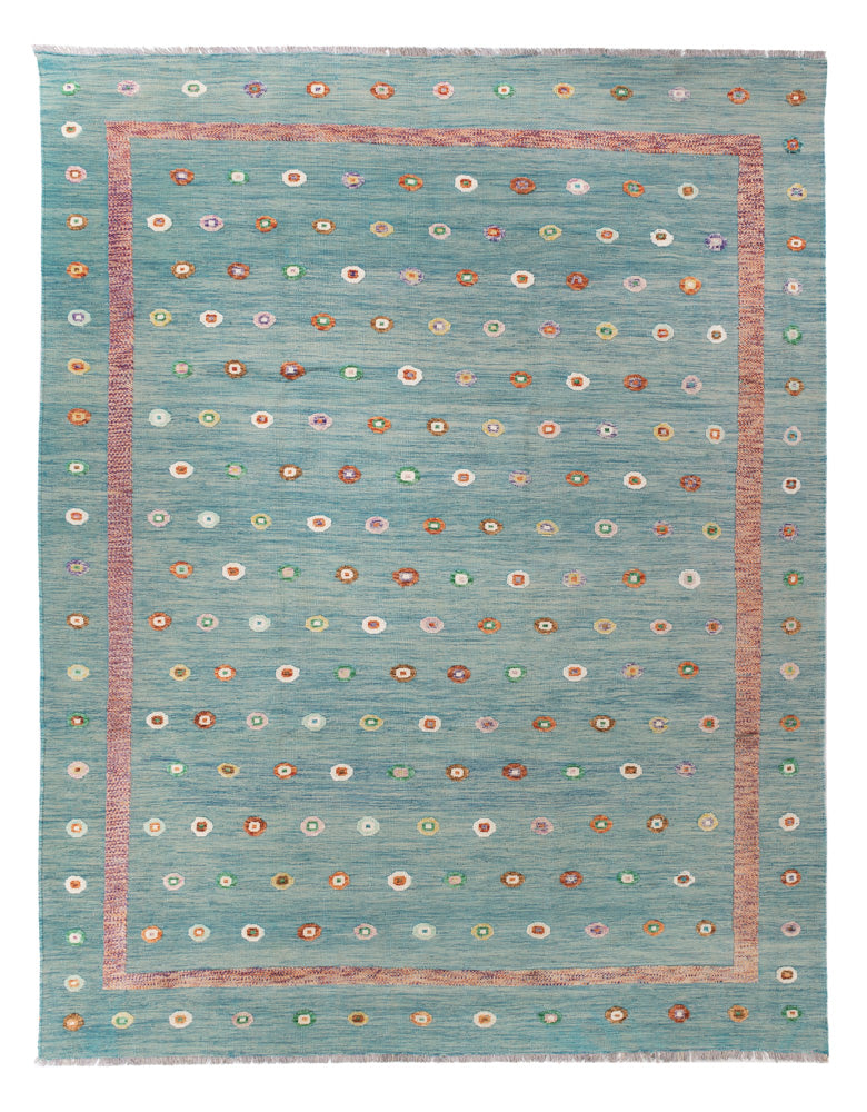 Kelim Maimene Teppich 258x350cm - blau