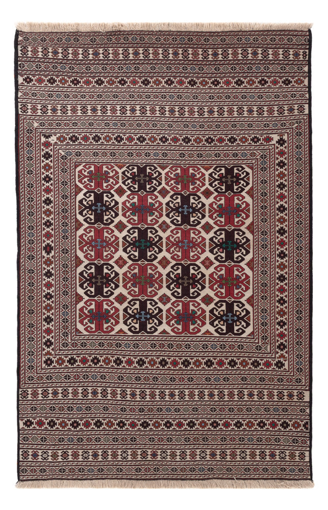 Kelim Afghan Teppich 132x195cm - mehrfarbig