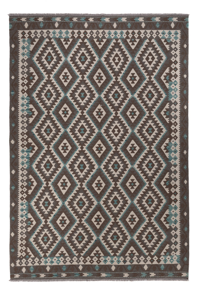Kelim Maimene Teppich 204x300cm - dunkelgrau