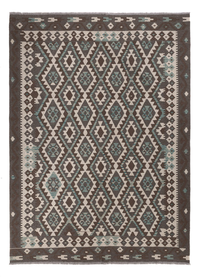 Kelim Maimene Teppich 206x286cm - dunkelgrau