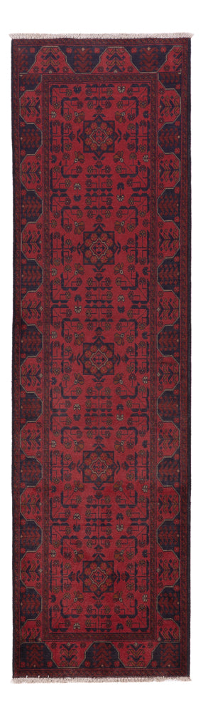 Läufer Afghan - Kunduz - 79 x 295 cm - dunkelrot