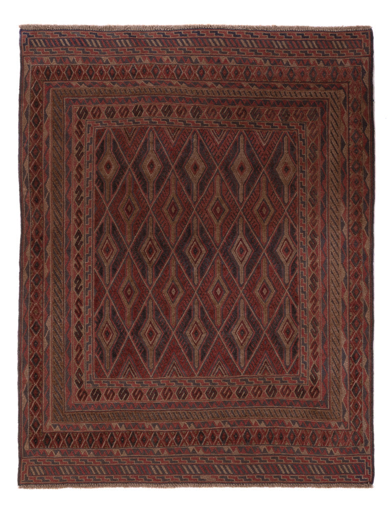 Kelim Afghan Teppich 150x194cm - dunkelbeige