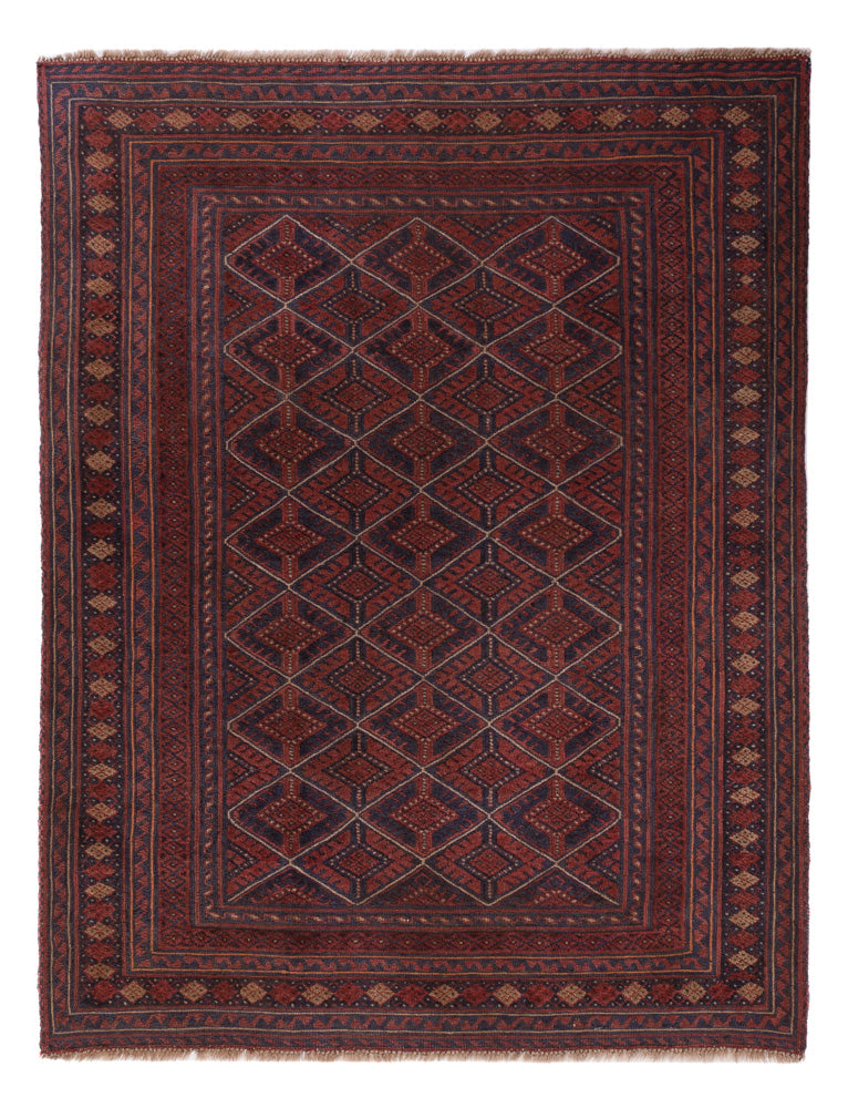 Kelim Afghan Teppich 134x175cm - dunkelrot