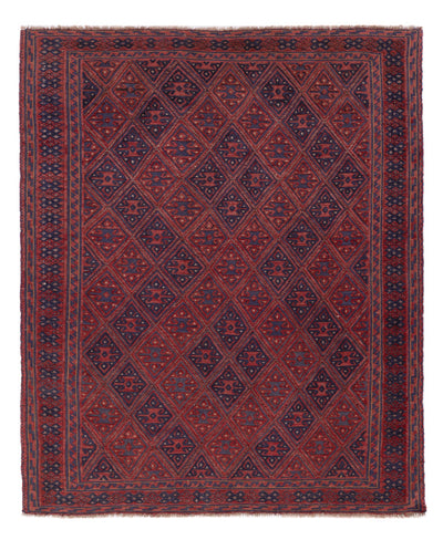 Kelim Afghan Teppich 159x194cm - dunkelrot