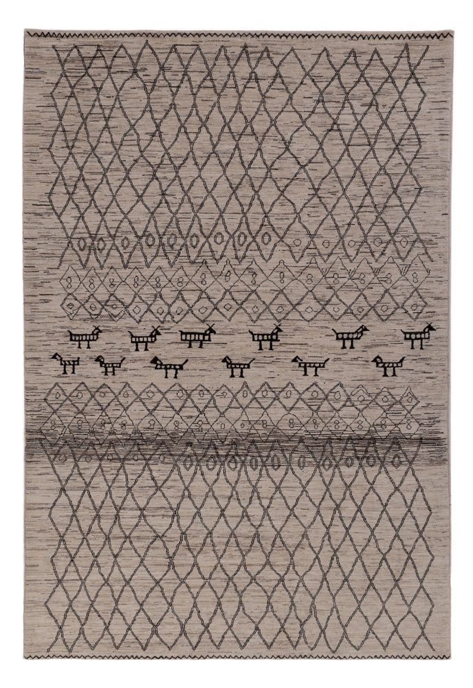 Berber Teppich 201x296cm - Wollteppich - grau