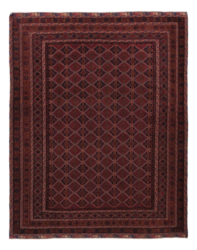 Kelim Afghan Teppich 152x193cm - dunkelrot