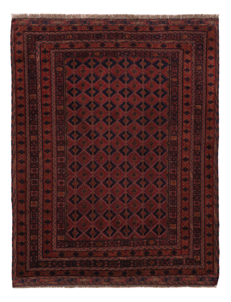 Kelim Afghan Teppich 148x193cm - dunkelrot