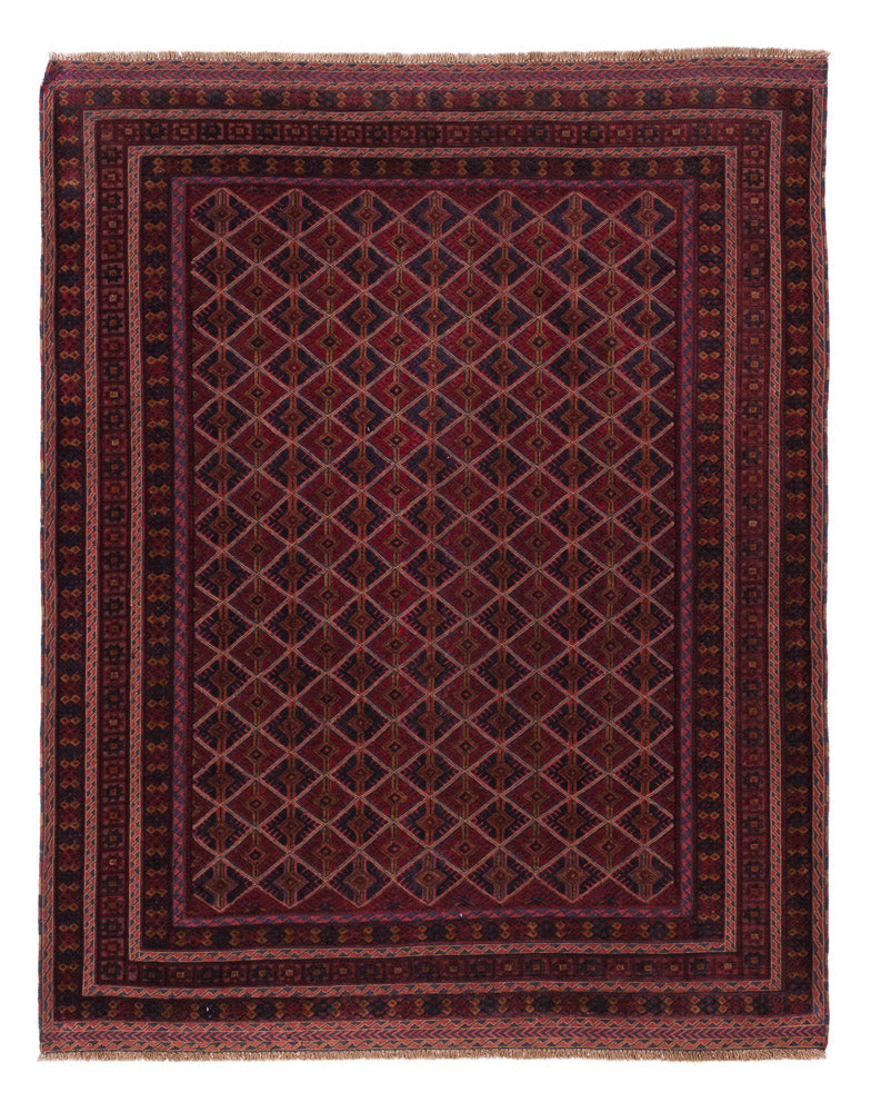 Kelim Afghan Teppich 150x191cm - dunkelrot