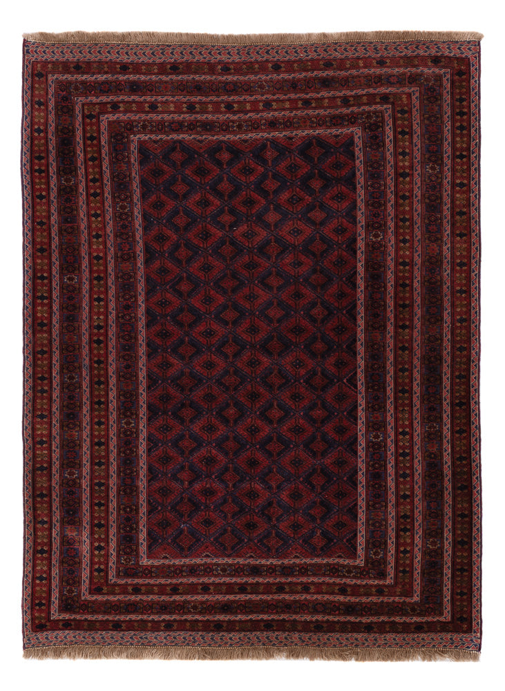 Kelim Afghan Teppich 155x198cm - dunkelrot