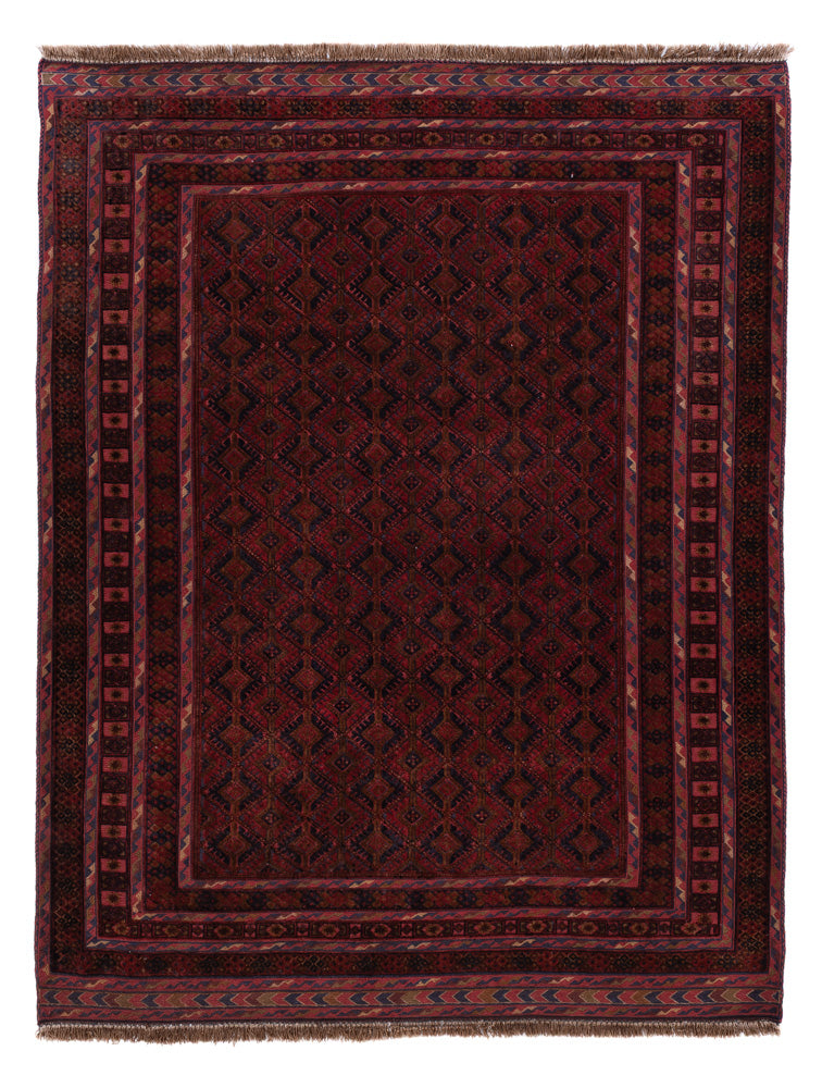 Kelim Afghan Teppich 152x194cm - dunkelrot