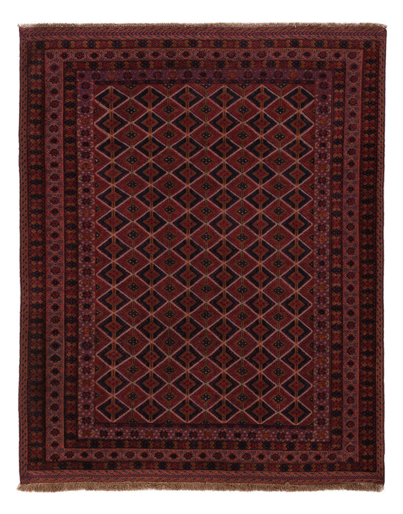 Kelim Afghan Teppich 155x191cm - dunkelrot