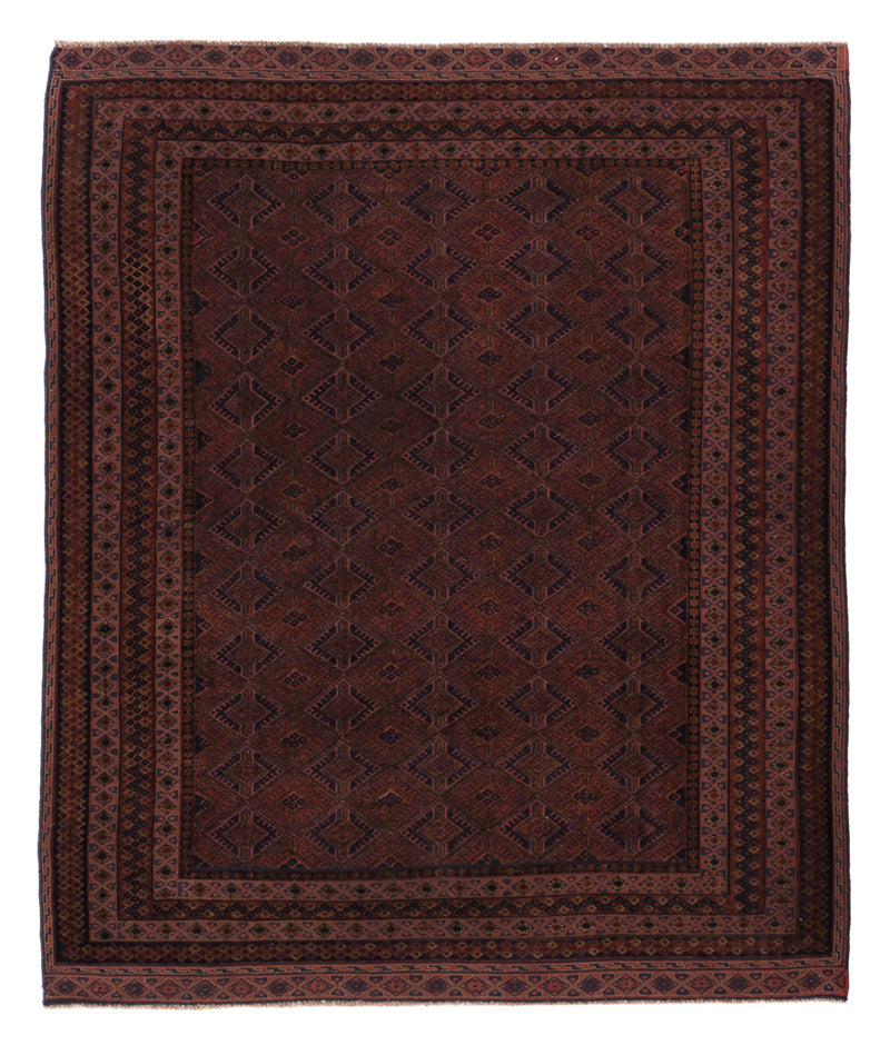 Kelim Afghan Teppich 156x189cm - dunkelrot