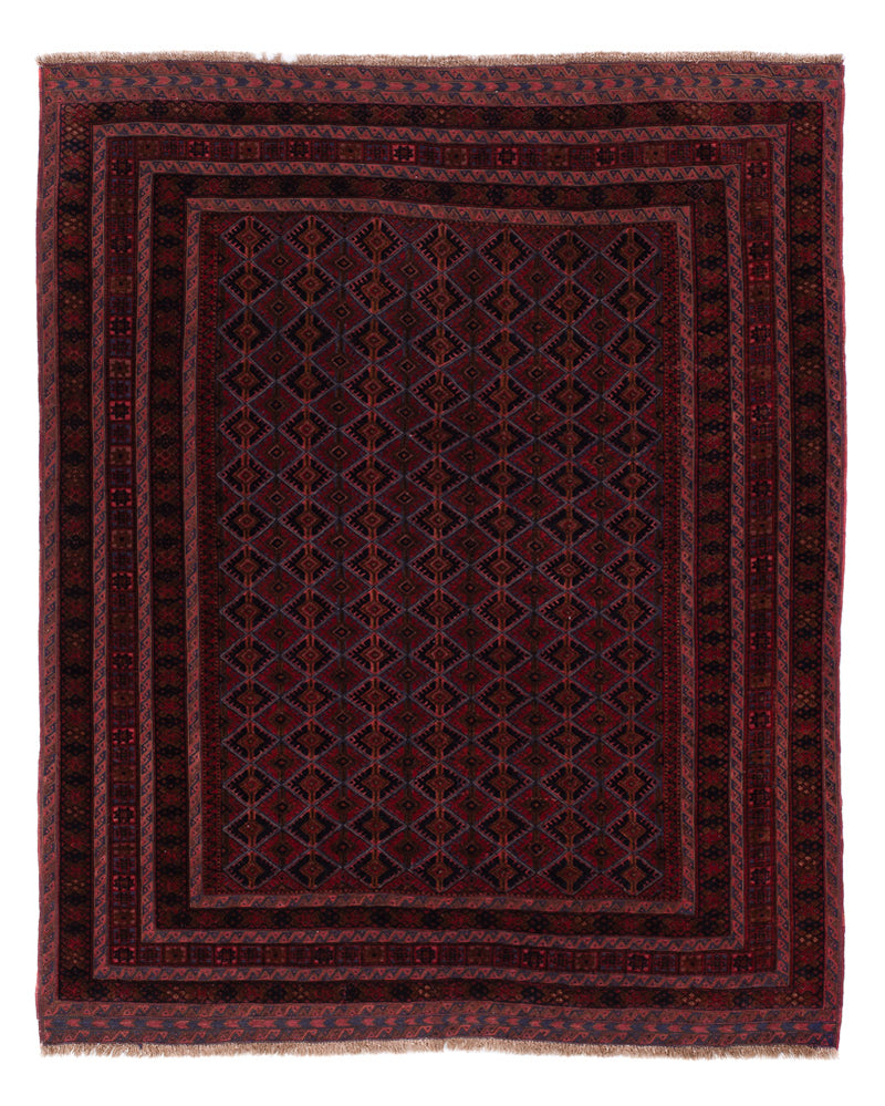 Kelim Afghan Teppich 147x186cm - dunkelrot