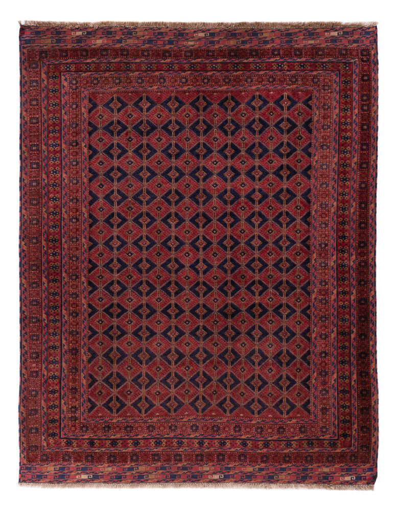 Kelim Afghan Teppich 160x206cm - dunkelrot