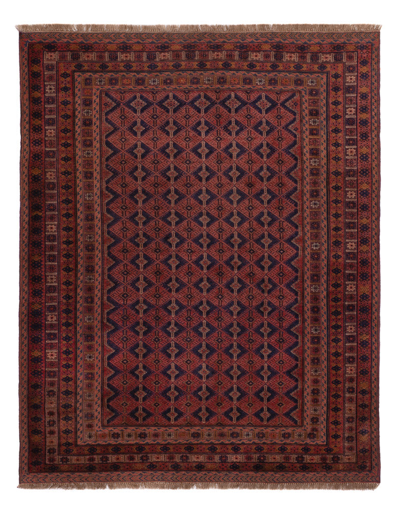 Kelim Afghan Teppich 152x193cm - dunkelrot