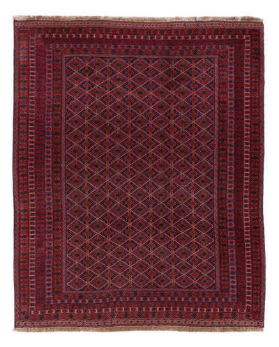 Kelim Afghan Teppich 160x194cm - dunkelrot