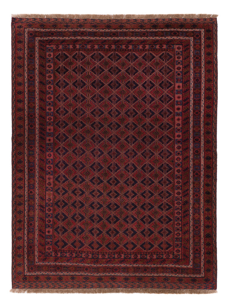 Kelim Afghan Teppich 143x192cm - dunkelrot