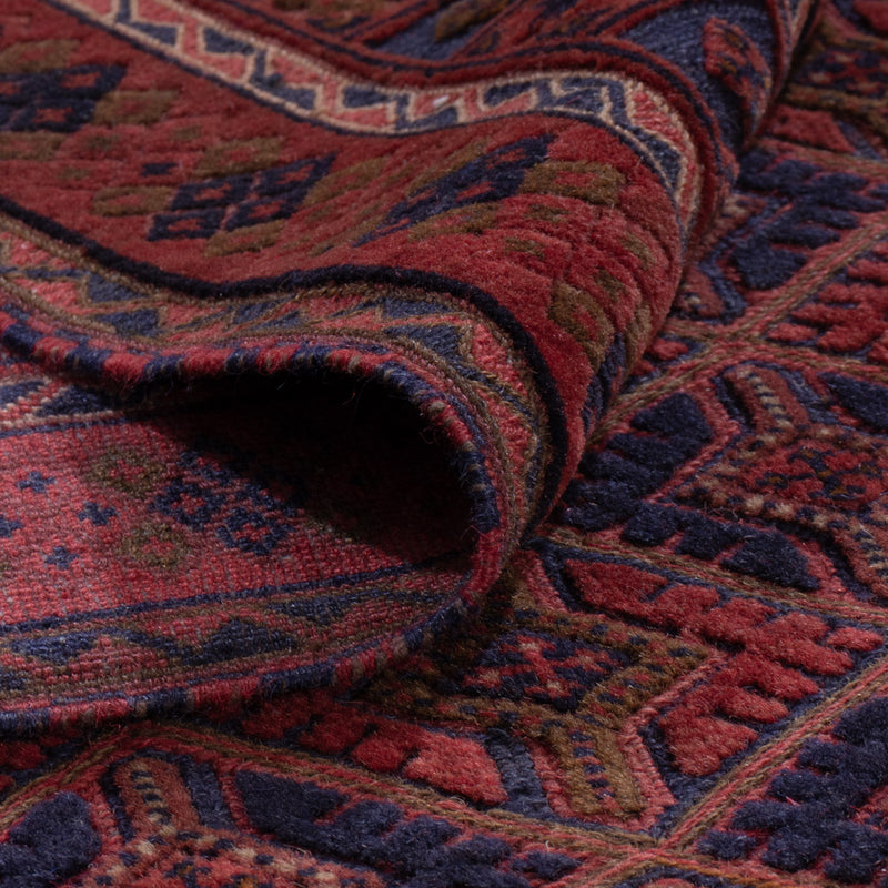 Kelim Afghan Teppich 143x192cm - dunkelrot