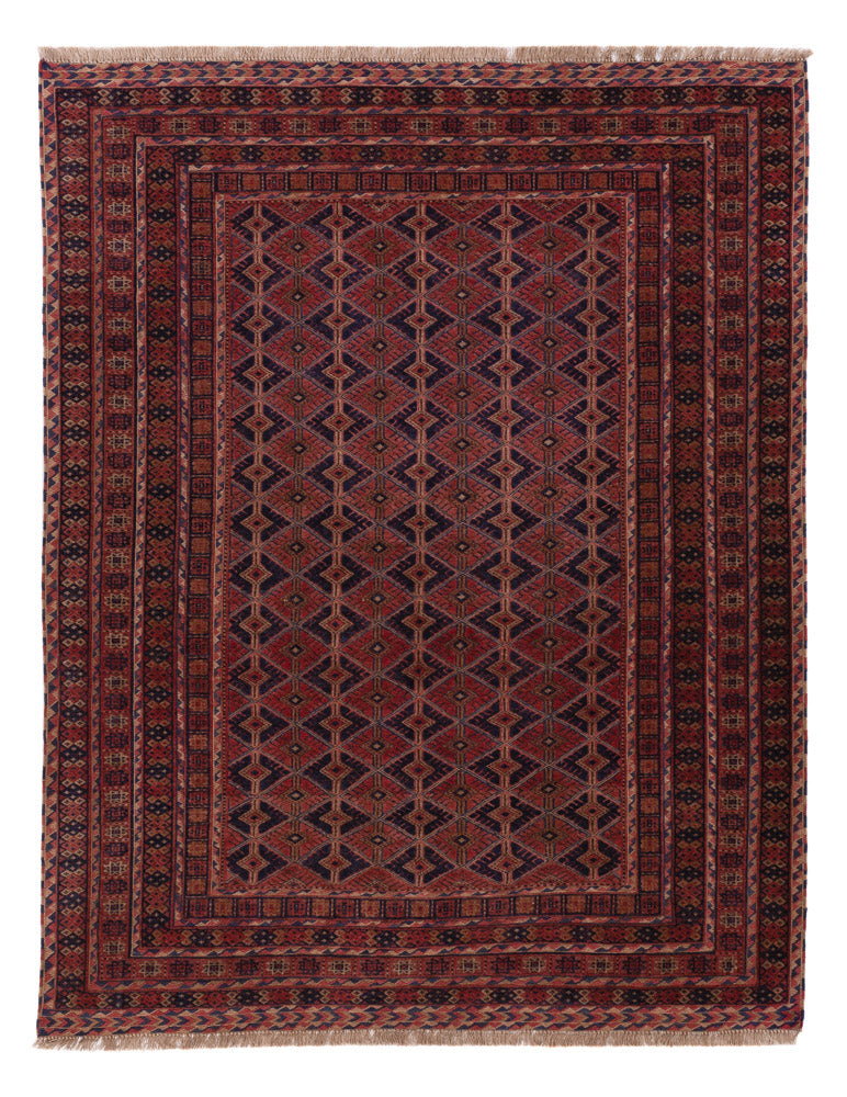 Kelim Afghan Teppich 152x190cm - dunkelrot